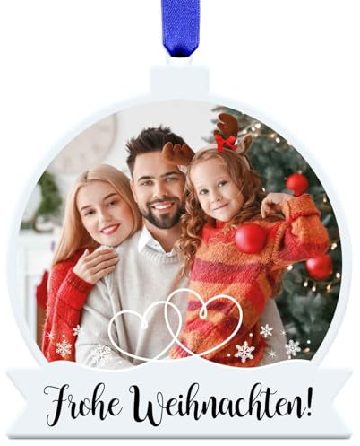 GRAVURZEILE Christbaumschmuck aus Acryl - Foto Herzen - Personalisiert mit Name & Foto - Weihnachtsanhänger - Weihnachtsbaum Dekoration - Geschenk für Familie, Freunde & Paare zu Weihnachten
