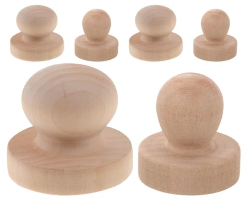 iplusmile 3 Stück Runde Selbstgemacht Stempelgriffe aus Massivholz Ergonomische Holzknöpfe für Scrapbooking Basteln und Stempelherstellung Langlebige Stempelhalter für Präzises Prägen