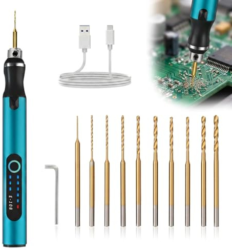 3-Speed Cordless Mini Drill Engraving Pen Kit with 10 Bits for Resin Wood | 3 adjustable speeds,USB rechargeable,drill & engrave function,safe overload protection,lightweight portable design