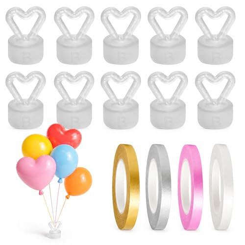 10 unidades de pesos para globos de helio, Incluye 3 cintas de 10 m cada una, Pesos para globos, contrapesos para globos, pesos de plástico para globos, conos para la decoración de bodas