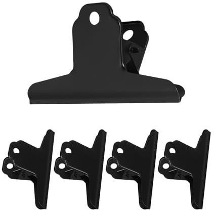 Healeved 5 st stora Bull Clips för kontoret, 10 cm pärmklämma, svart Bulldog-klämma, arkivmapp för hemmet, arbetet, konsten, dokumenten, fotona
