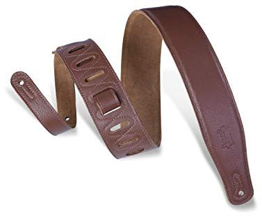Levy's Leathers gepolsterter Ledergurt für Gitarre | Breite 6,4 cm | Braun | (M26GF-BRN)