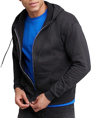 Hanes mens Full-zip Eco-smart Hoodie athletic sweatshirts, Black, Large US