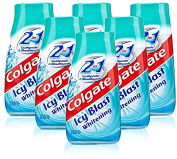 6x Colgate 2 in 1 Zahnpasta und Mundwasser eisiger Whitening 100 ml Reisegröße