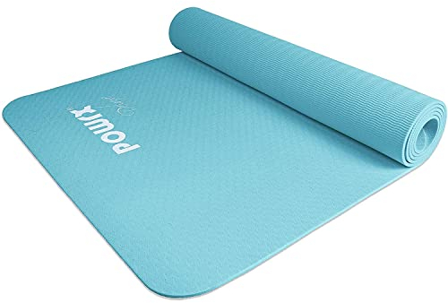 POWRX Deluxe Yogamatte (Petrol 173 x 61 x 0,5 cm) - Yogamatte rutschfest - TPE umweltfreundlich - Gymnastikmatte TPE - Trainingsmatte - Pilates-/Übungsmatte - Hautfreundlich - Sportmatte Fitnessmatte