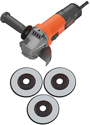 BLACK+DECKER - Meuleuse d'angle filaire - Livrée avec 3 disques 750W, Noir, 115 mm - BEG110A3-QS