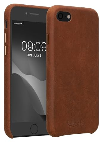 kalibri Schutzhülle kompatibel mit Apple iPhone SE (2022) / iPhone SE (2020) / iPhone 8 / iPhone 7 - Hülle Leder - Hardcover Handy Cover Case Braun