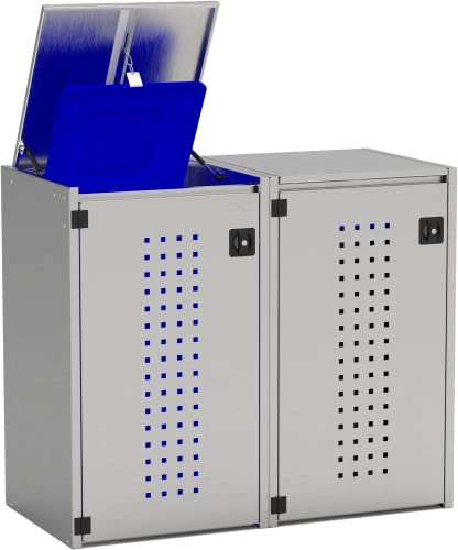 Reinkedesign Mülltonnenbox Boxxi aus Edelstahl V2A Bausatz (2 x 120l, Kippdach)