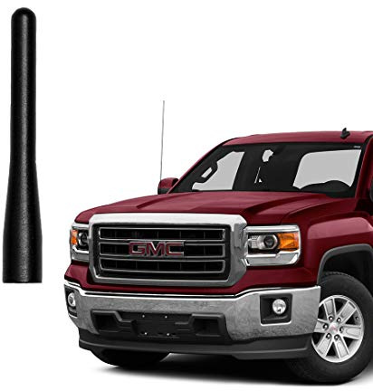 GM Truck Short Antenna, Compatible with 1999-2026 Chevy Silverado/GMC Sierra 1500 2500 3500 Truck Pickup Direct Replacement Antenna Rod, Matte Black 3.6 Inch 6061 Aluminum, Car Wash Safe Proof