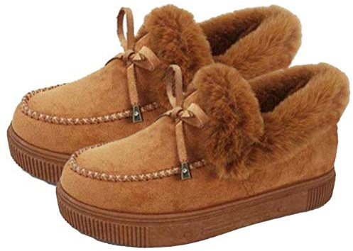 Gmuret Bottes d'hiver pour Femmes, Bottes de Neige Chaudes doublées de Fourrure, Bottes sans Lacets, Bottes Plates, Chaussures d'hiver en Coton, Bottes, Chaussures