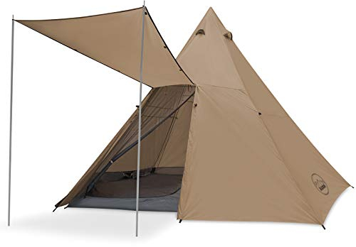 Kazoo Familien-Campingzelt, groß, wasserdicht, Tipi-Zelte, 8 Personen, Tipi-Zelt, sofortige Einrichtung, doppellagig, Beige