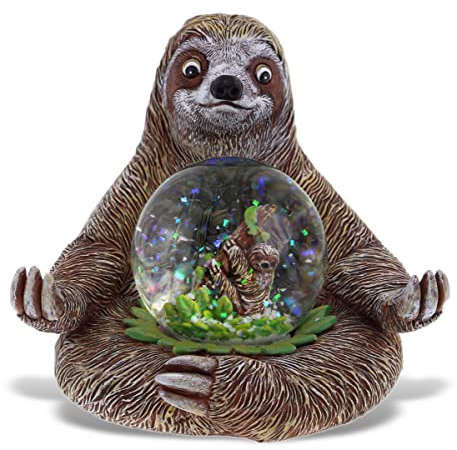 CoTa Global Sloth Snow Globe – Sparkly Pink Glitter Snow Globe with Cute Animal Figurine, Decorative Tabletop Ornament, Collectible Sloth Globe Decor for Adults, Home, Desk, or Shelf Display - 45 mm