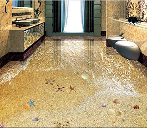 3D-Bodenbelag Romantischer Strand Wandbild Tapete 3D Wasserdichte Tapete für Badezimmer Vinylboden Home Improvement-350 * 245cm