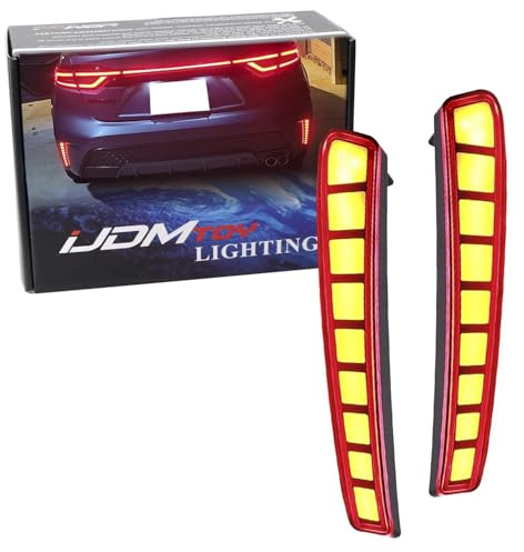 iJDMTOY Red Lens Full LED Bumper Reflector Lights Compatible with 2019-22 Toyota Corolla Sedan, Function as Tail, Brake & Rear Fog Lamps