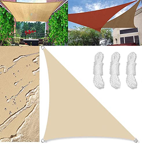 Sun Shade Sail Outdoor Waterproof Right triangle 2x2x2.8m Shade Sails Canopy UV Protection for Garden Patio Block With Rope Shade Sail Kit Beige