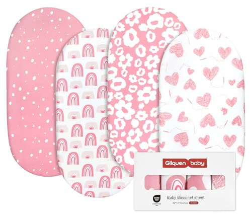 4 pièces de protège-matelas pour bébé avec drap housse ajusté, GLLQUEN BABY draps de lit pour lit de bébé 4 Pack