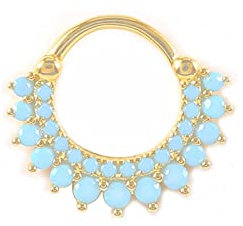 KnSam 18G Nasenstecker, Blumen Gold Nasenring Offen für Damen in Silber S925, Ohr Nasen Piercing mit Zirkonia Blau, 1Pcs