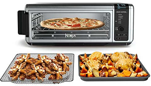 Ninja SP080 Foodi Digital Air Fry Countertop Oven with 6-in-1 Functionality, Flip Up & Away Capability for Storage Space, with Air Fry Basket, Wire Rack, Sheet Pan & Crumb Tray, Silver (Renewed)