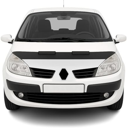 OMAC Haubenbra Halb für Renault Scenic 2003-2009 Vinyl Schwarz | Steinschlagschutz, fahrzeugspezifisches Design, Car Bonnet Bra