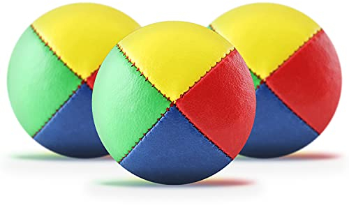 Diabolo Freizeitsport Jonglierbälle 3er Set, 62mm Jonglierball mit nachhaltiger Vogelhirse, wasserabweisendes Kunstleder, ideal für Kinder & Anfänger