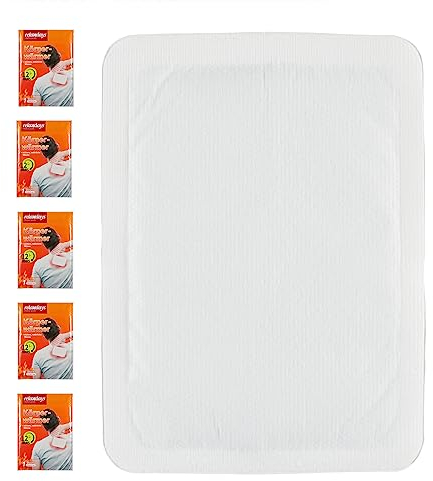 Relaxdays Reaxdays Cerotti Riscaldanti Schiena, Set da 5 Scalda Corpo, Collo e Spalle, Patch Termici Caldi Fino a 12 Ore, Bianco, Tessuto Non Tessuto