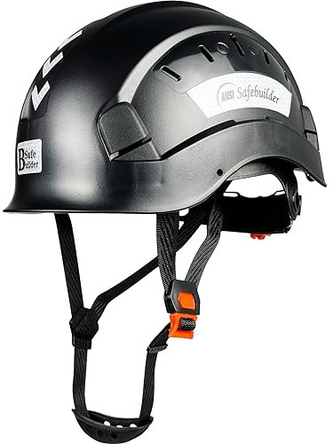 SAFEBUILDER Casco rigido di sicurezza per ingegnere, ventilato, costruzione ABS, casco di sicurezza leggero, per uomini e donne, cricchetto regolabile industriale, sospensione a 6 punti, ANSI Z89.1