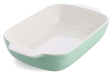 KitchenAid Stoneware Backform Rechteckig Keramik Antihaftbeschichtung mit Bambusdeckel, 32 cm/3,8L, PFAS-Frei, Langlebig, Platzsparend, Backofenfest bis 260°C, Spülmaschinenfest, Pistazie