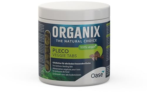 Oase ORGANIX Pleco Veggie Tabs 500 ml - Grünfutter für Bodenfresser, Aquarienfutter für Pflanzenfresser, vollwertiges Futter mit speziellem Algenmix