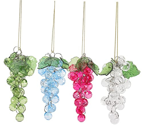 RORPOIR 4 Pièces Grappe De Raisin en Verre Acrylique Décorations d'arbre De Noël Décoration De Raisin Bordure Perlée Pendentif Suspendu Arbre De Noël Raisin Angleterre Grappe De Raisins