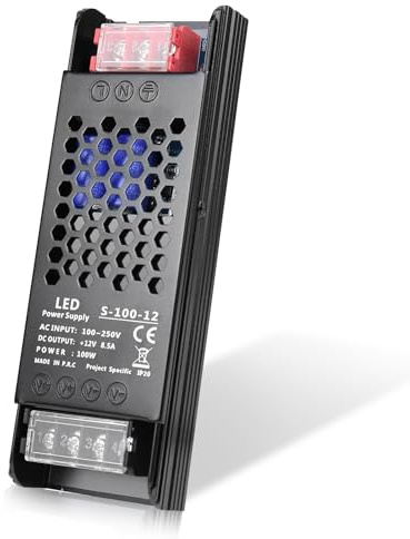 InShareplus LED Trafo 12V 100W 8.5A, schlankes Netzteil AC 230V zu 12V DC Adapter, konstante Spannung für LED-Streifen, -Leuchten und -Lampen.