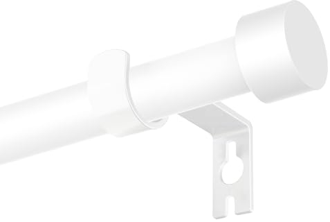 16mm Barra de Cortina Extensible 63-303cm, Barra de Cortina Blanca con Finales Decorativos y Soportes para Dormitorio, Sala de Estar