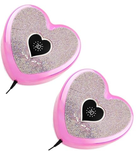 LED-lampa pärlor nagellampa, 96 W nagellack, hjärtformad nagellampa, bärbar professionell LED snabbhärdning, UV-nagellampa, rosa nagellampa, gel nagellack med 4 timers och LCD-skärm för gellack