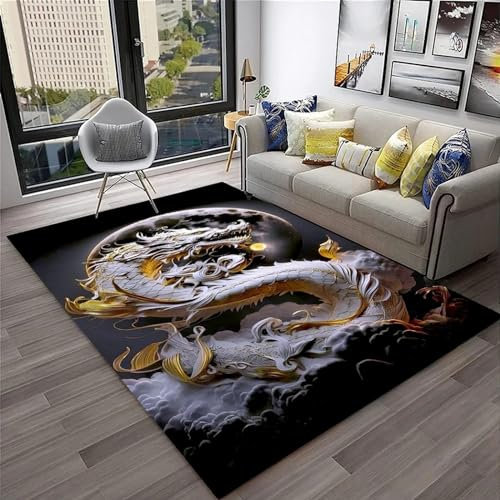3D Drachentier-Dinosaurier Teppich Kinder Jungen Kinderzimmer Gaming Teppich Schlafzimmer Dekoration Wohnzimmer Kurzflor Krabbelmatte Modern Weich Kinderteppiche Waschbarer 100 X 150 cm -1B3G9Y7