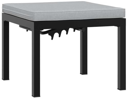 vidaXL Taburete de jardín con cojín Acero Recubrimiento en Polvo Negro, Asiento de jardín, Asientos al Aire Libre, Taburete Cubo, Asientos de jardín