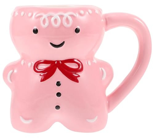 Weihnachtstassen Lebkuchenmann-Tasse 350 ml süße Weihnachtstassen aus Keramik Cartoon-Lebkuchen-Kaffeetasse mit Henkel originelle Teetasse für Frauen und Mädchen