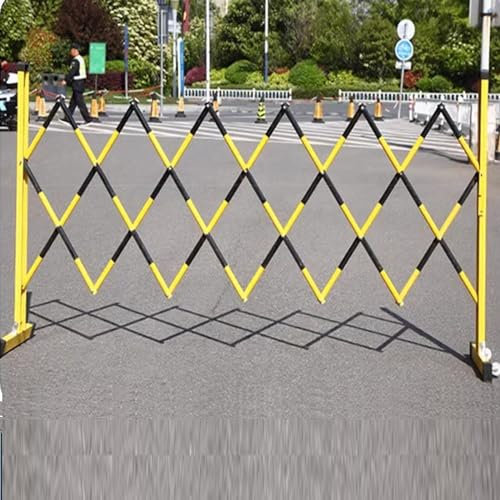 asdchZen Verkehrszaun, Ausziehbare Metallabsperrung, Mobiles Einziehbares Einfahrtstor, Zusammenklappbare Sicherheitsabsperrung Für Die Verkehrskontrollgarage,Black,1.2x5m