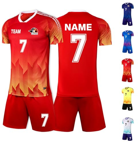 LAIFU Personalisierbare Fußballtrikots für Erwachsene Personalisierte Kindertrikots mit Namen, Nummern, Logo Atmungsaktive Fußballtrikot