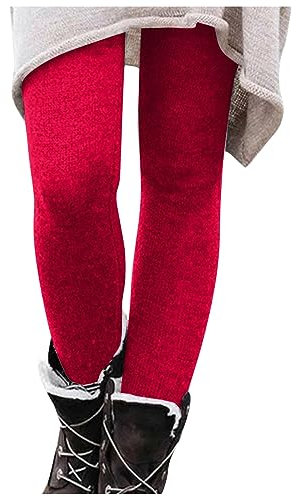 KONG JIMFAN Thermo Strumpfhose Yogahose Damen Lang Thermopulli Für Damen Thermostrumpfhose Leggings Damen Schwarz Damen Yogahose Einteilige Motorradbekleidung Für Den Winter(#03 Red,XXL)