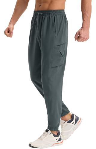BALEAF Vandringsbyxor för män, joggingbyxor, snabbtorkande vandringsbyxor, vattenavvisande, lätta utomhusbyxor, Mörkgrå, 3XL