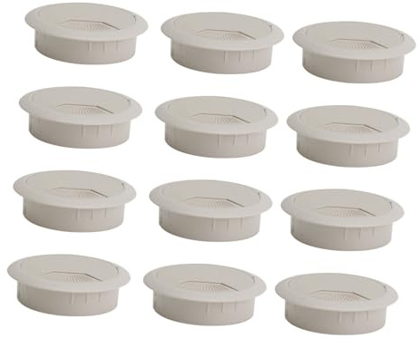 LAPYAPPE Cubierta Para Cable De Escritorio 50 Mm Gris y Blanco, Juego De 10 Piezas Para Oficina, Tapa Pasacables Giratoria Para Organizador De Cables y Orificio De Mesa