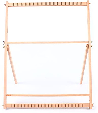 Tyvotrend Wooden Weaving Loom, Weaving Loom Kit Multi-Craft Weaving Frame Loom, Folded Wooden Large Lap Frame Knitting Weaving Loom with Adjustable Gears, for Adults Beginners, 70x50cm