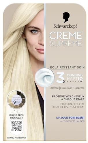 Schwarzkopf - Permanente Haarfarbe – Supreme Creme – gleichmäßiges Ergebnis – Pre-serum – Aufhellend – Blau-Pflegemaske – Anti-Gelb-Reflektion – Defärbung bis zu 9 Töne – L1++ – sehr helles Blond