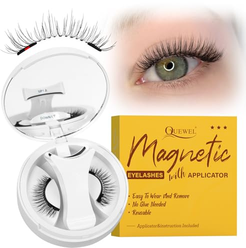 QUEWEL magnetische-Wimpern natürlicher Look, tragbare Magnet-Wimpern mit Applikator, verbesserte Wimpern-Magnetisch angenehmer und passender zu tragen, einfach anzubringen und zu entfernen (NZ-G)