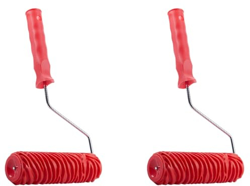 NJTHNTJR 2 rodillos de pintura a rayas en relieve de 7 pulgadas con mango para decoración de pared