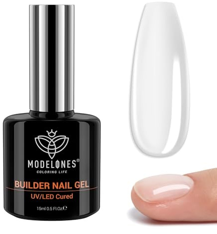 modelones Gel Construction Ongle UV, 15ML Builder Gel 7 en One, Gummy Base Pose Americaine UV/LED Gel Ongles pour Nail Extension, Rubber Base, Renforcement, Manucure de Réparation Nail Art