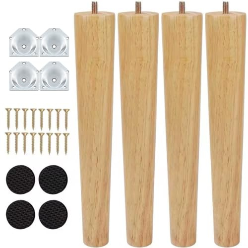 Lylxienty Sofa Legs Set of 4 Wooden Furniture Legs 30CM/11.8IN Chair Legs Table Legs Cabinet Legs Ottoman Legs Sofa Feet Replacement with Anti-Slip Rubber Protection Pad & Screws for Couch Dresser