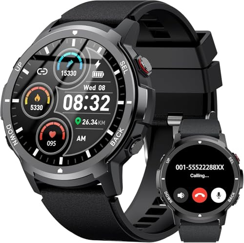 PYRODUM Montre Connectée Homme Étanche 5ATM, Montre Sport avec 110+ Modes de Sport, Podometre, SpO2/Sommeil/Cardiofrequencemetre, Appel BT et Assistant Vocal, 1.43'' AMOLED Smart Watch Android iOS