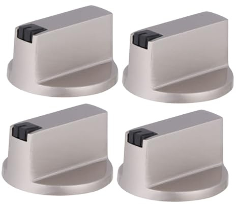 Lurrose Boutons de Commutateur Installation Facile Résistance la Corrosion en Métal Argenté Diamètre 6mm, Pack de 4 Pièces pour Cuisinière à Gaz Cuisine