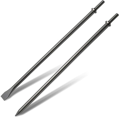 2 Pack 18 Air Hammer Bits Attachments,0.401 Inch Shank Chisel Bit Set,Cr-Mo Alloy Steel Punch