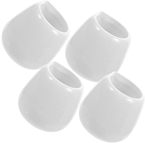 Cabilock 4 pièces Mini Tasse à Sauce Céramique Blanc avec Bec Verseur Récipients à Lait et Sauces pour Cuisine et Service de Table